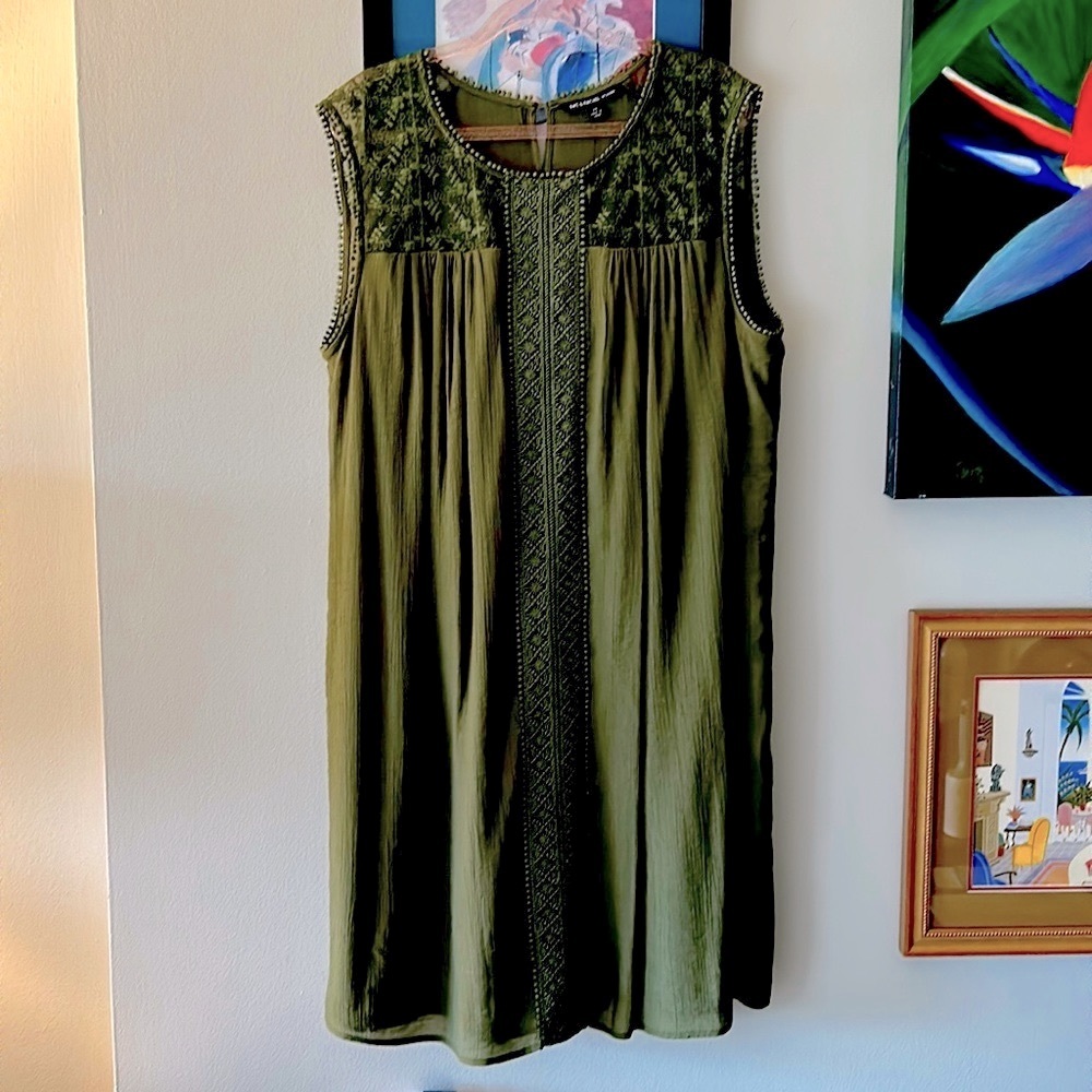 Zac & Rachel sack type dress, size 2X, dark green, fully lined, worn once.